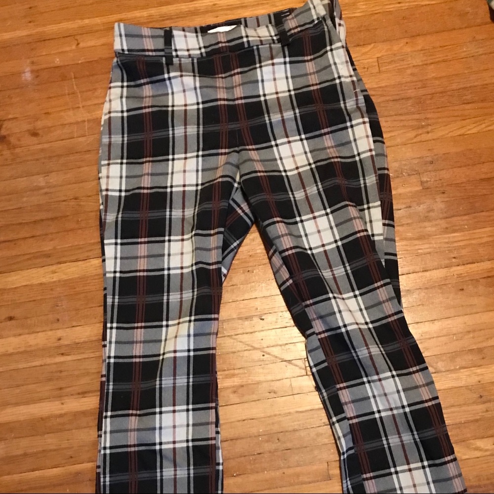 Plaid high waisted skinny trouser